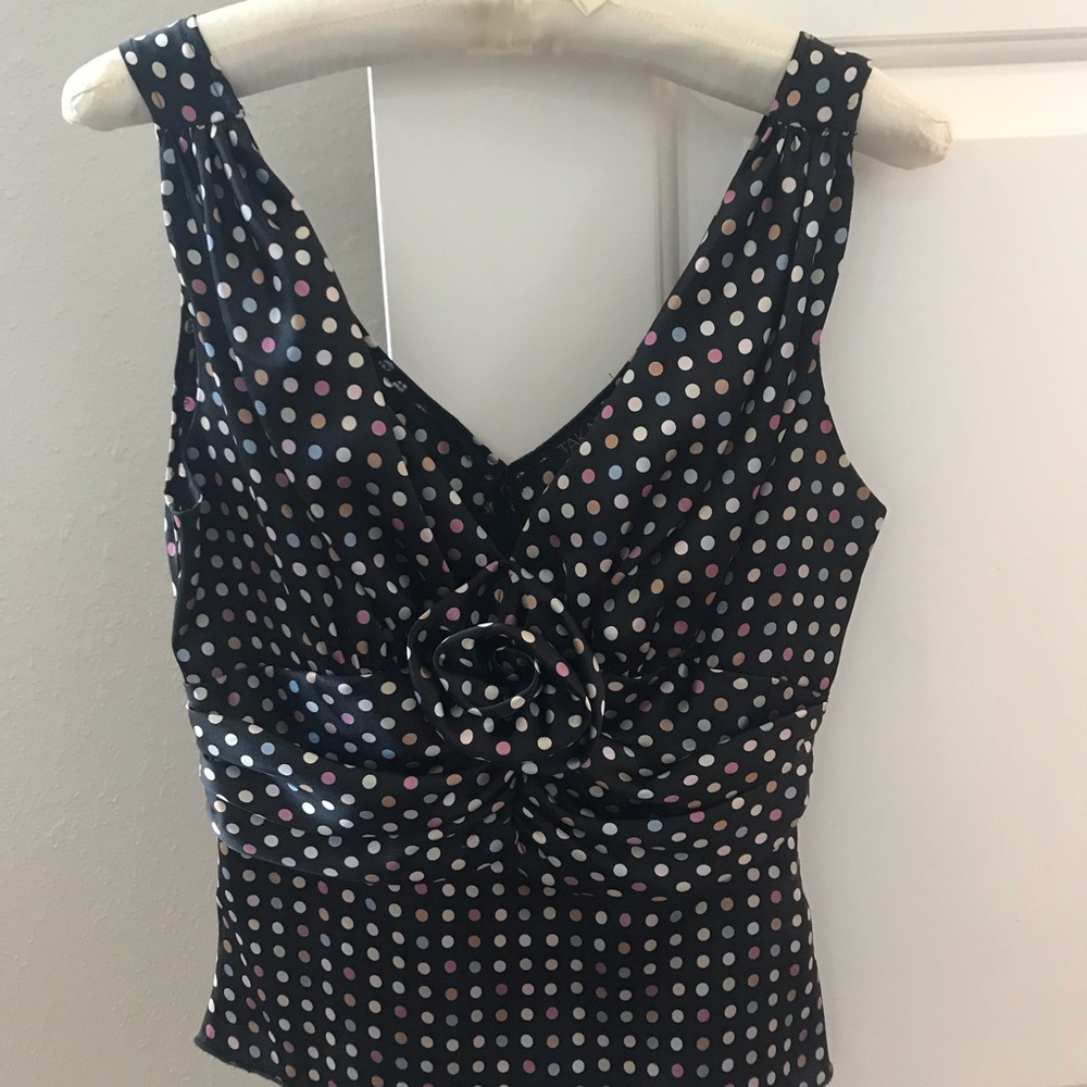 Polka Dot Sleeveless Top - Black